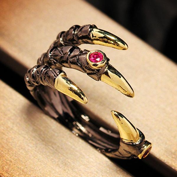 

cluster rings open adjustable claw gold plated coffee fuchsia rhinestone halloween coupon rings, 1 piece, Golden;silver