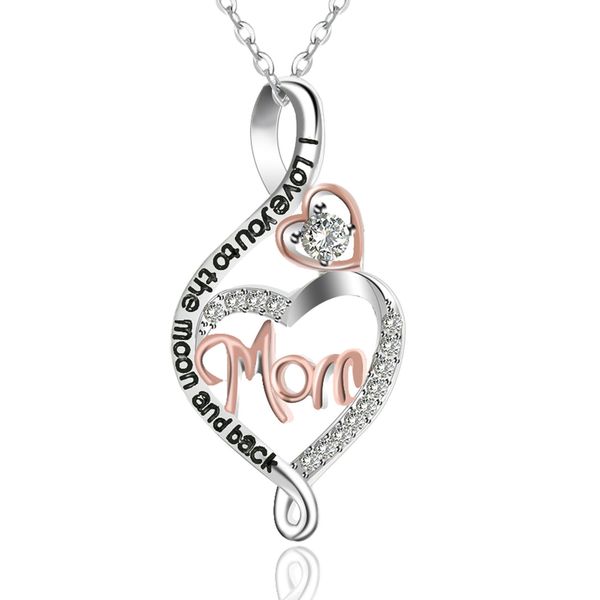 

12pcs fashion letter "mom" pendant necklace for mother's day jewelry gifts, Silver