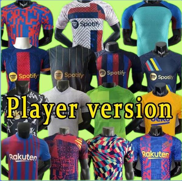 

soccer jersey player version barcelonaes 22 23 camiseta de futbol ansu fati 2022 2023 f.de jong maillots memphis o. dembele lewandowski goal, Black;yellow