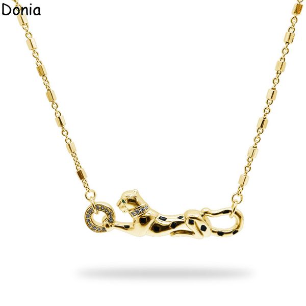 

donia jewelry luxury necklace european and american fashion enamel leopard titanium steel micro-set zircon pendant designer gift accessories, Silver