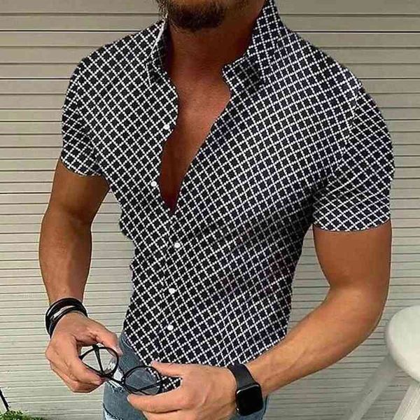 

thin trendy single-breasted summer turn-down collar shirt handsome clothing y220411, White;black