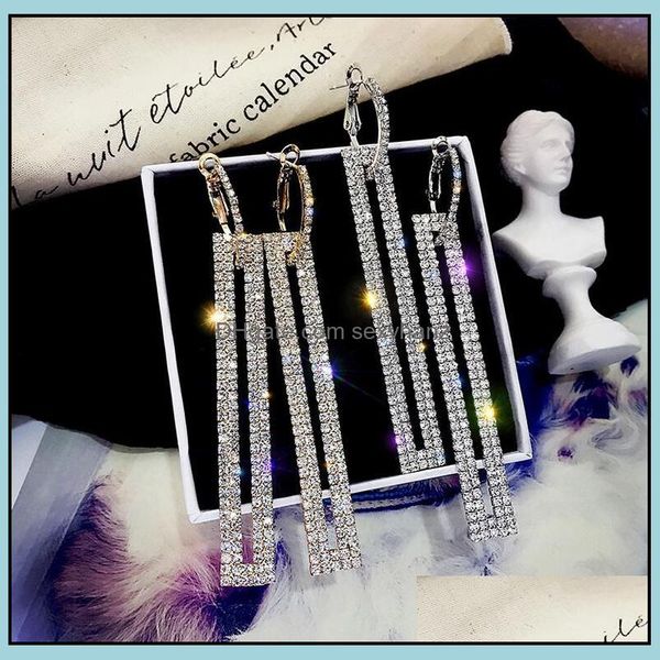 

dangle chandelier earrings jewelry new designer luxury s925 sier needle fashion hip-hop personality exaggerated drill-inlaid rectangar set, Silver