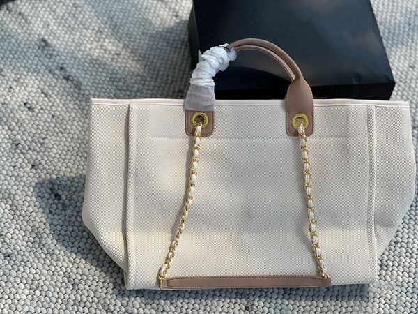 

new pearl beach bag womens canvas handbag designer brand portable large capacity chain shoulder beach