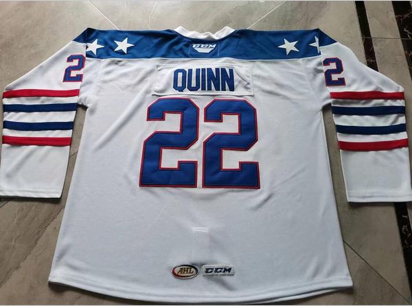 Özel Hokey Forması Erkekler Gençlik Kadınlar Vintage AHL Rochester Amerikalılar Jason Peterka 77 Jack Quinn 22 nadir Boyut S ila 6XL veya herhangi bir isim ve numara formaları