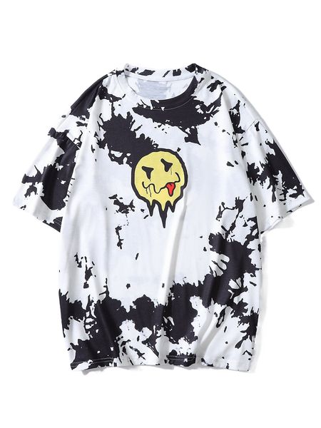 

men tie dye expression print tee y27f#, White;black