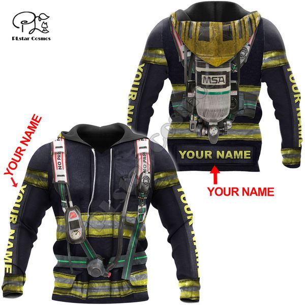 PLstar Cosmos Erstaunlicher Feuerwehranzug Feuerwehrmann 3D-Druck Hoodies Sweatshirts Reißverschluss Kapuze für Männer und Frauen Casual Streetwear W21 220713