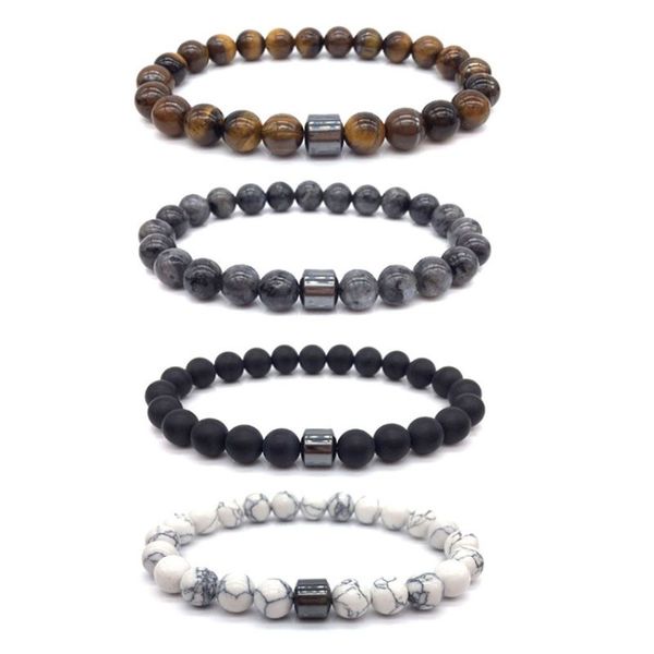 

natural tiger eye obsidian hematite turquoise stone strands bracelets handmade beaded jewelry for lovers gift, Black