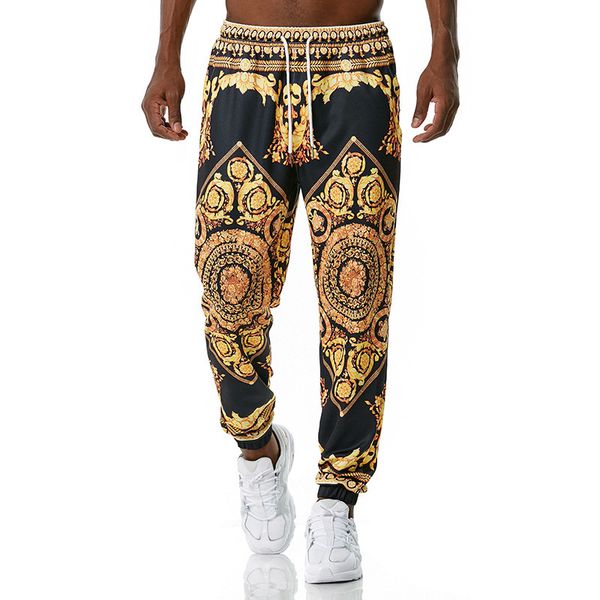 Homens de luxo joggers sweatpant 3d floral impressão calças jogging calças casuais hip hop streetwear calças esportivas masculino 220509