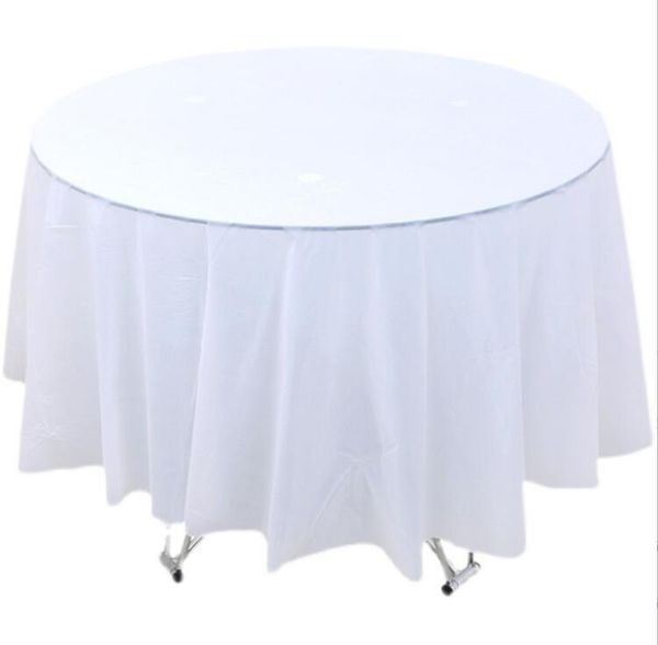 

portable disposable round table covers pe plastic dining tabless tablecover plastic tablecloth for christmas festival party wedding birthday