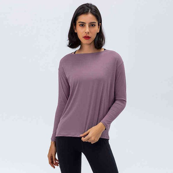

designer women's t-shirt vest summer light breathable yoga cloth women's sports loose and comfortable long sleeve running yoga fit, White