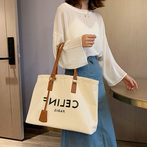 

new designer bags texture canvas women 2022 fashion large capacity handbag korean single shoulder shopping tote