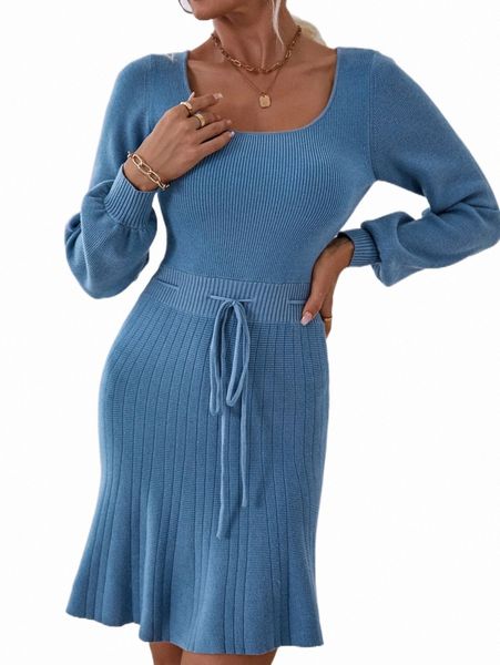 

lantern sleeve cut out back drawstring waist sweater dress n4gz#, White;black