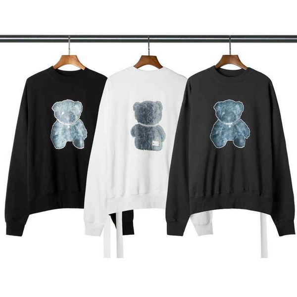 

men's hoodies sweatshirts autumn and winter we11 front rear reflective bear round neck pullover for men women, Black