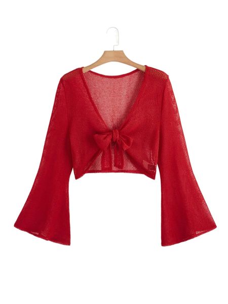 

plus tie front mesh kimono 55ne#, Black;gray