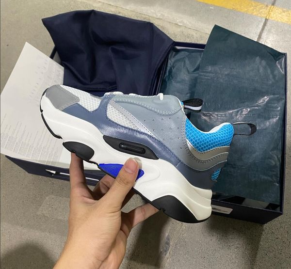 

2022 designers b22 b23 casual shoes men women canvas calfskin sneakers obliques white technical knit retro patchwork trainers platform shoes, Black