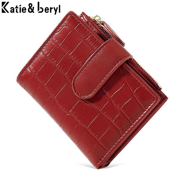 

brand small fold stone pattern design wallet womens pu leather multifunction zipper mini pocket coin purse card holder ladies, Red;black