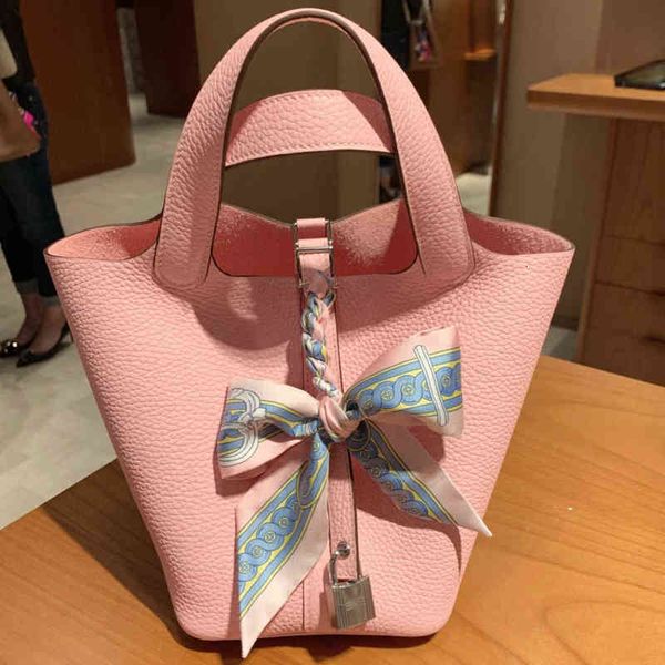 

herme picotinslocks bags 18 22 26cm 2022 new togo leather hand sewn wax thread vegetable basket womens portable mini bucket bag