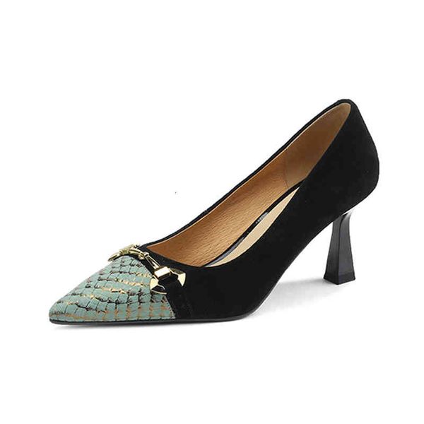 

dress shoes autumn and winter women's shoes pointed thin heels color matching fish scales asked metal fashion shallow mouth single wome, Black