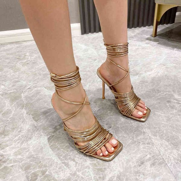

women gladiator sandals 2021 woman summer black white high heels ladies pointed toe slides female ankle strap women's shoes t220730