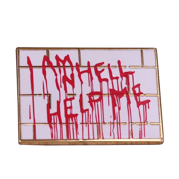 

creepy subway wall bloody message hellbound tony randel enamel pin, Blue