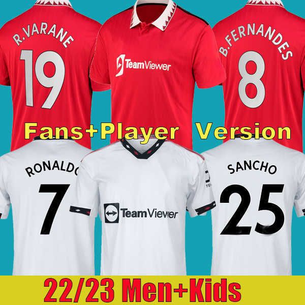 

22 23 soccer jersey sancho varane greenwood rashford football shirts 2022 2023 men kids kits b.fernandes, Black;yellow