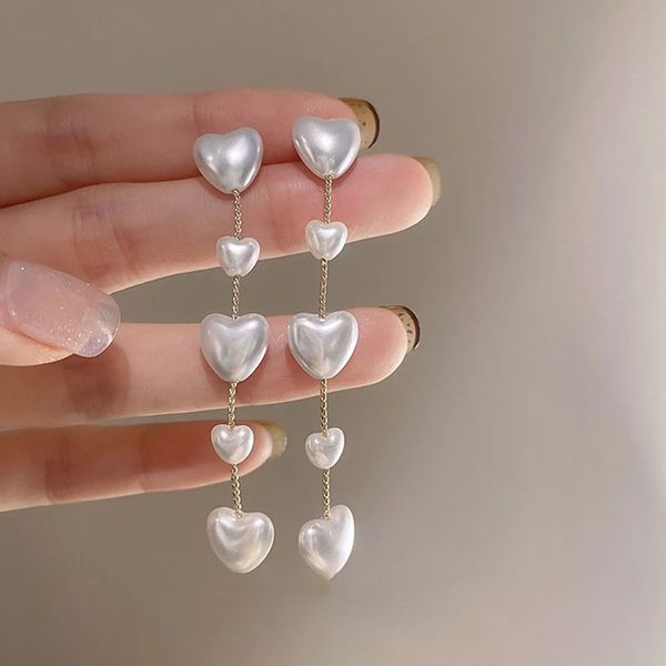

s925 needle women jewelry heart pearl earring pretty design sweet temperament dangle earrings for celebration gifts, Silver