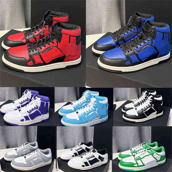 

2022 designer shoes skel-hi sneakers leather bones trainers applique upper sneaker high low-shoe size 35-45
