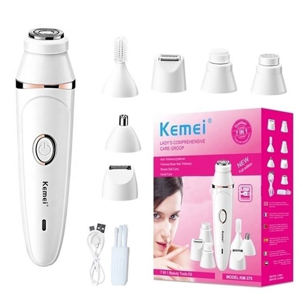 

7in1 electric epilator women shaver eyebrow trimmer leg female hair remover bikini rechargeable lady nose 220811