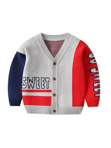 

toddler boys letter pattern colorblock cardigan she01, Blue