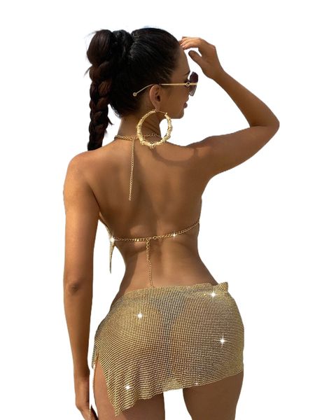 

chain detail asymmetrical hem metallic bra r0uj#, Black;red