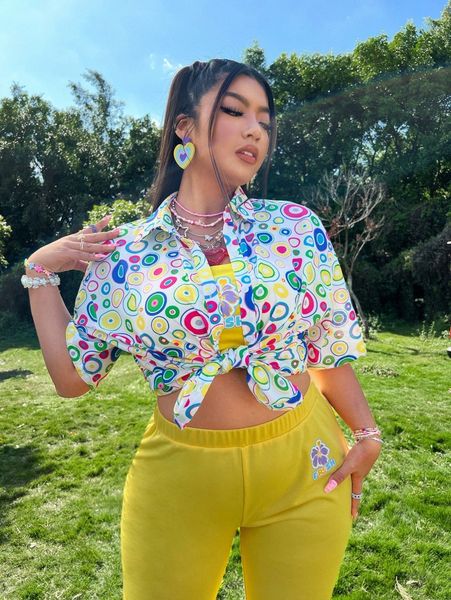 

plus allover print drop shoulder a1uo#, Black