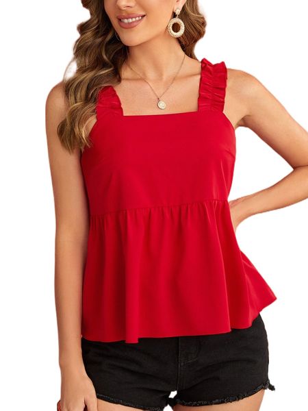 

frill trim peplum cami w5en#, White