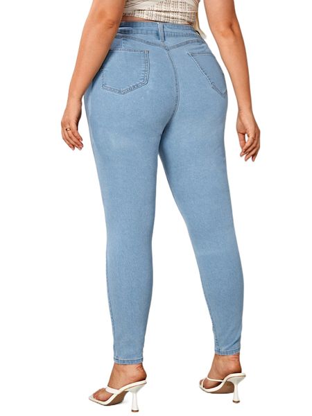 

plus slant pockets skinny jeans j2j5#, Blue