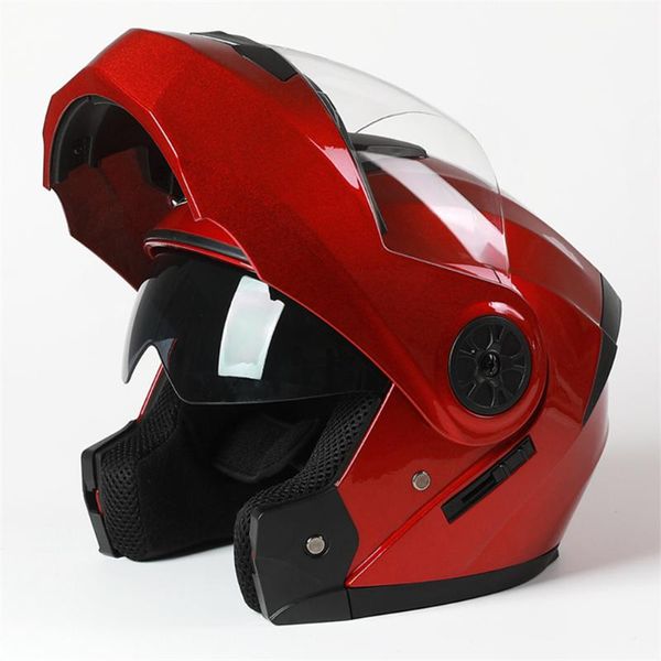 Capacetes de motocicletas Vire o capacete de capacete de inverno de inverno Dupla lente viseira motobike moto casco