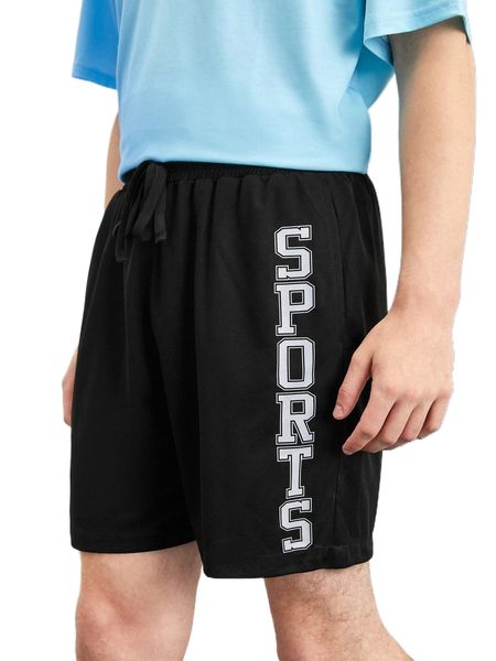 

men letter graphic drawstring waist shorts e6cc#, White;black