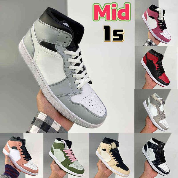 

est mid 1 1s mens basketball shoes light smoke grey 2.0 berry pink quartz unc se sesame sail wolf carbon fiber arctic barely ge 5515, Black