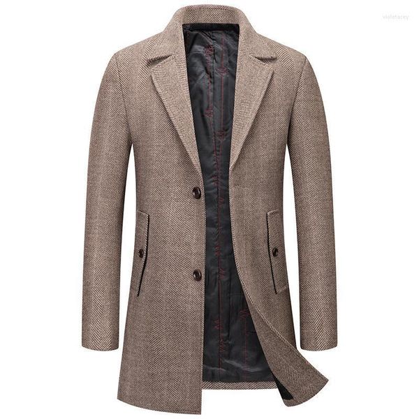 Мужские шерстяные смеси стройные куртки зимнее пальто. Повседневная теплая верхняя одежда с длинной курткой и мужчинам горох размер M-4xl Drop Fil22