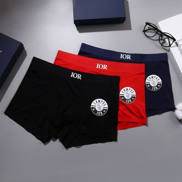 

mens underwear underpants cotton stretch boxer briefs designer brand fashion classic boxer shorts 3pcs with box, Black;white