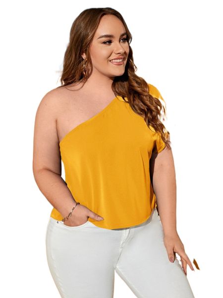 

plus one shoulder dolman sleeve blouse k3os#, Black