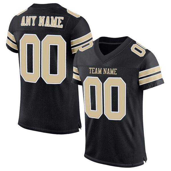 

custom black vegas gold-white mesh authentic football jersey