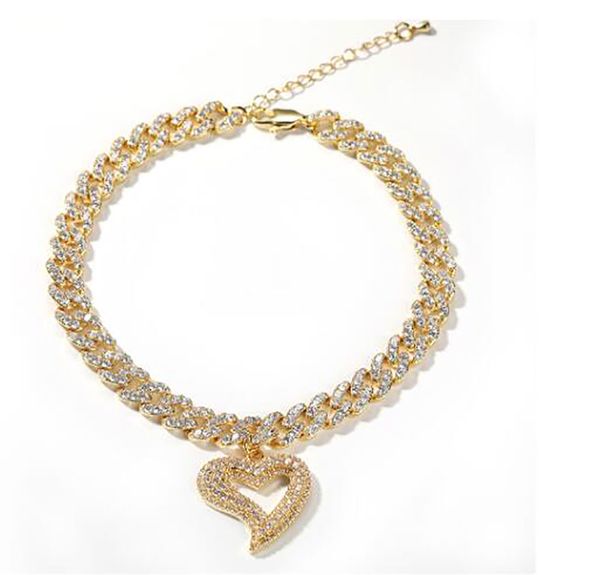 

tilted heart anklets for women zircon 9mm cuban ankle bracelet cancer leo virgo leg foot chain beach jewelry, Red;blue