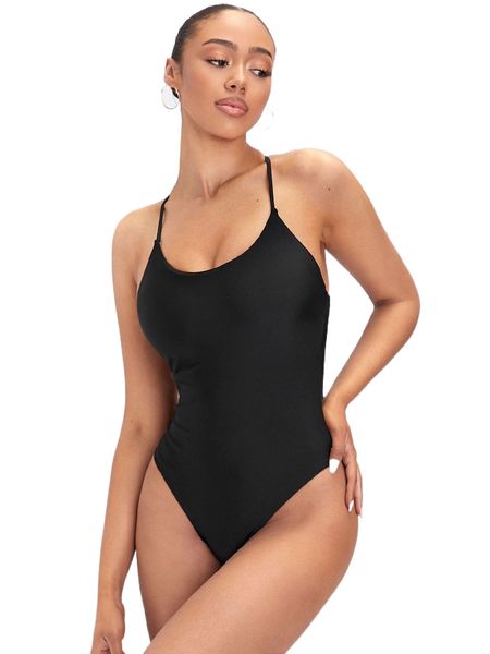

sxy backless cross back one piece swimsuit z9ji#, White;black