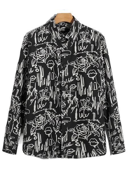 

men figure & letter graphic shirt z3c8#, White;black