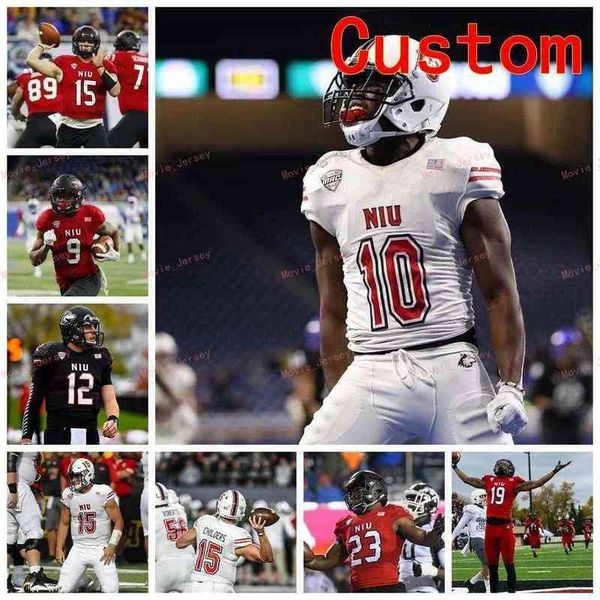 

custom stitched jersey 32 brett bostad 33 joshua earl 36 matt ference 4 dustin fletcher northern illinois huskies niu, Black