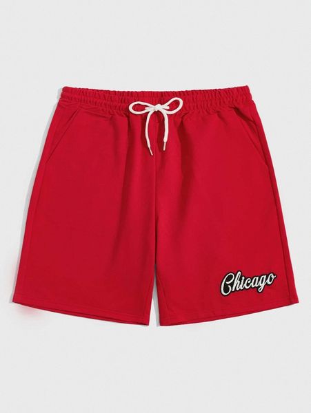 

romwe guys letter embroidery shorts 95wk#, White;black