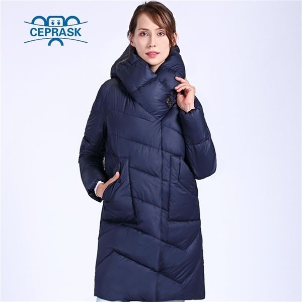 

ceprask winter jacket women plus size long women's thick parka cotton winter coat hooded warm down jac 201214, Black