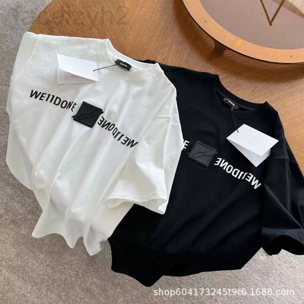 

women's hoodies & sweatshirts designer we11done summer new square mirror print t-shirt for men and women lovers loose casual short slee, Black