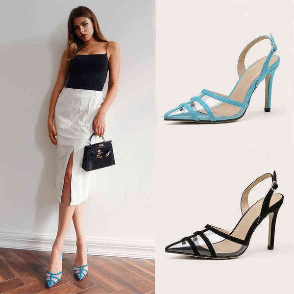 

nxy sandals women s pointed shoes luxury transparent pvc thin high heels womes headband sandals 220617, Black