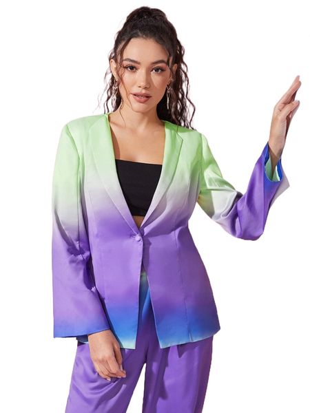 

x terese sydonna ombre single button blazer c5s3#, White