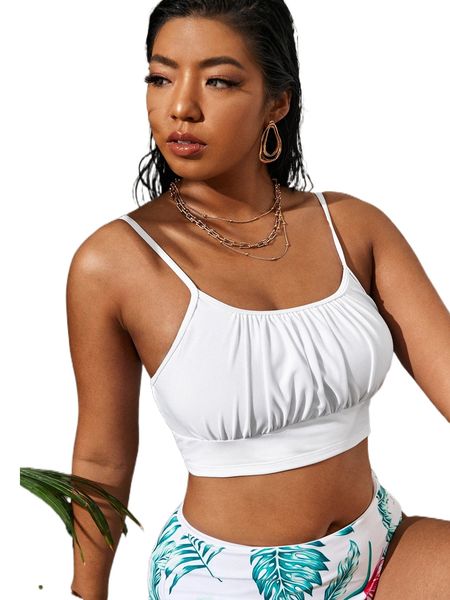 

plus ruched bust bikini q67d#, Black